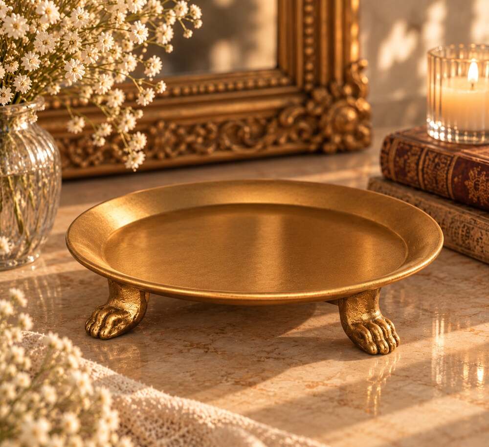 NIKKY HOME Gold Clawfoot Ring Holder Jewelry Dish Trinket Display Tray